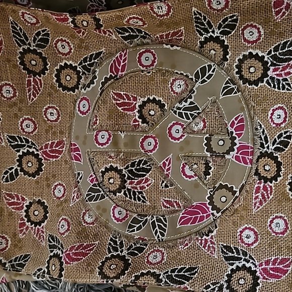 American Eagle Jute Burlap Bag With Peace Sign - Picture 2 of 4